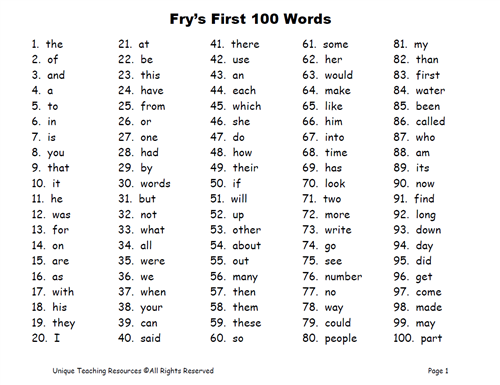 first 100 sigt words